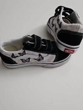 Vans Kids Butterfly Skate Shoes - Black, Pink & White